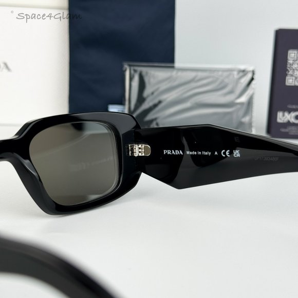 NEW Prada PR17WS 1AB2B0 Black Gray Mirrored Silver Square Unisex Sunglasses - Picture 7 of 15